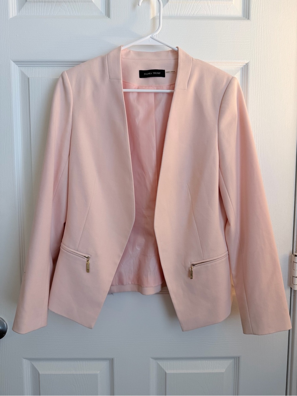 Ivanka Trump Pale Blush Open-Front Blazer